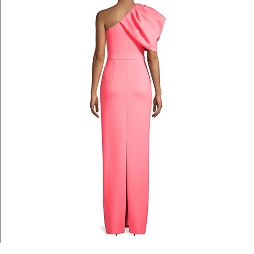Black Halo One-Shoulder Coral Gown with Statement Ruffle - Picture 2 of 3